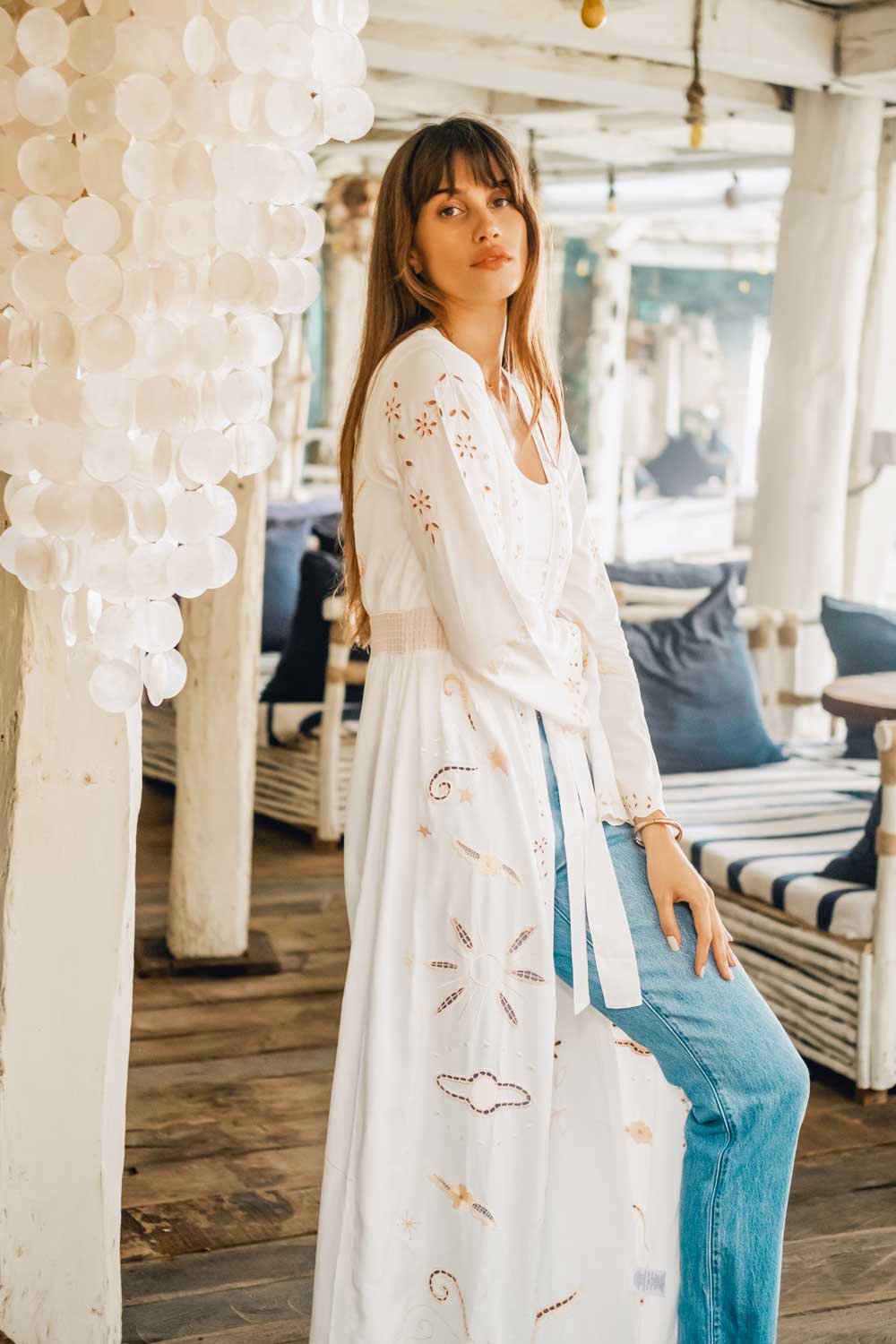 Angelina Kimono Duster (White) 90a5