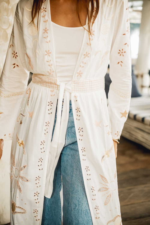 Angelina Kimono Duster (White) 90a5