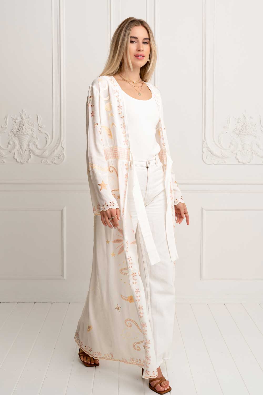 Angelina Kimono Duster (White) 90a5