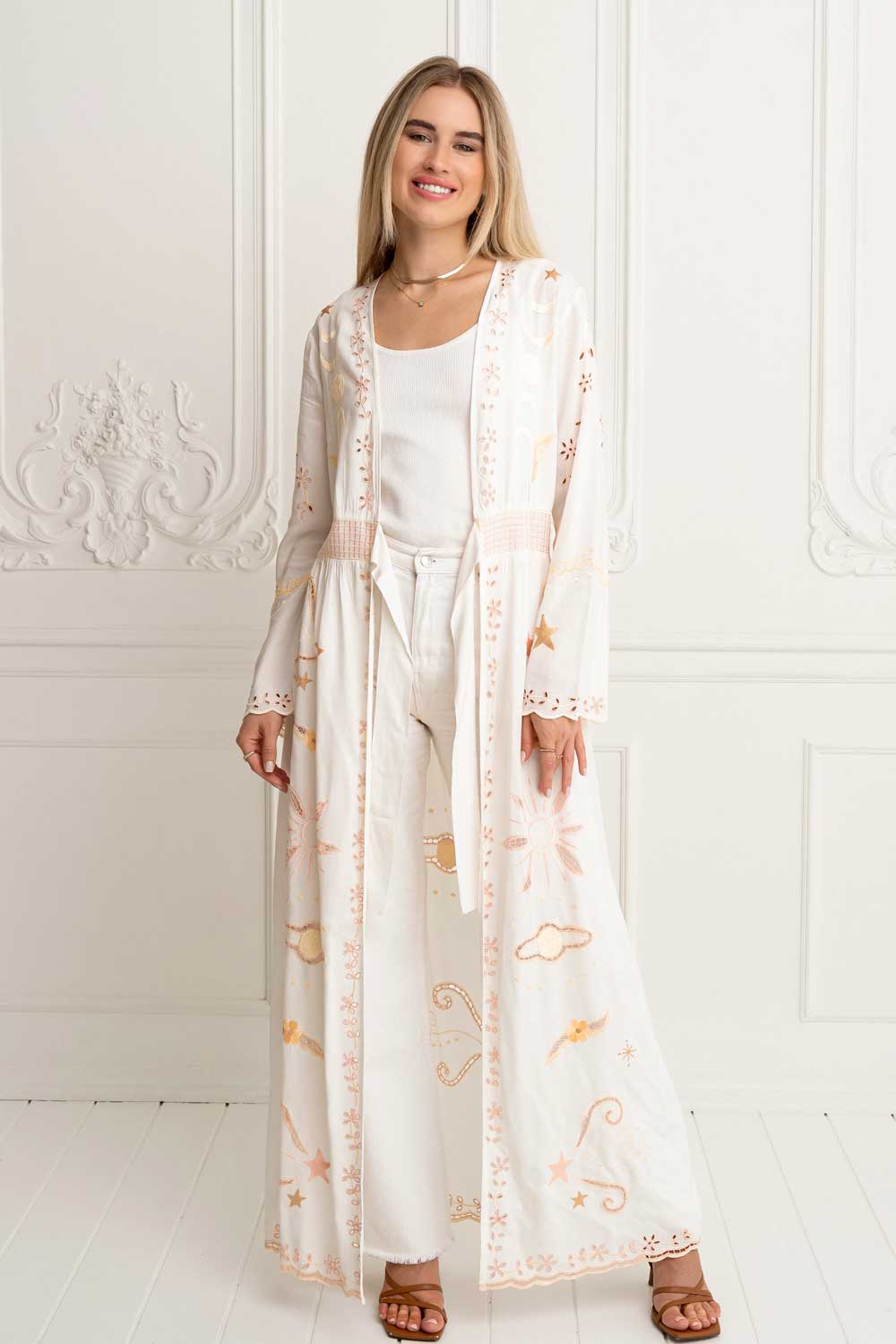 Angelina Kimono Duster (White) 90a5